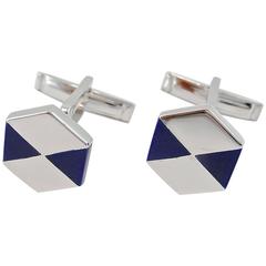 Jona Blue Enamel Sterling Silver Cufflinks 6