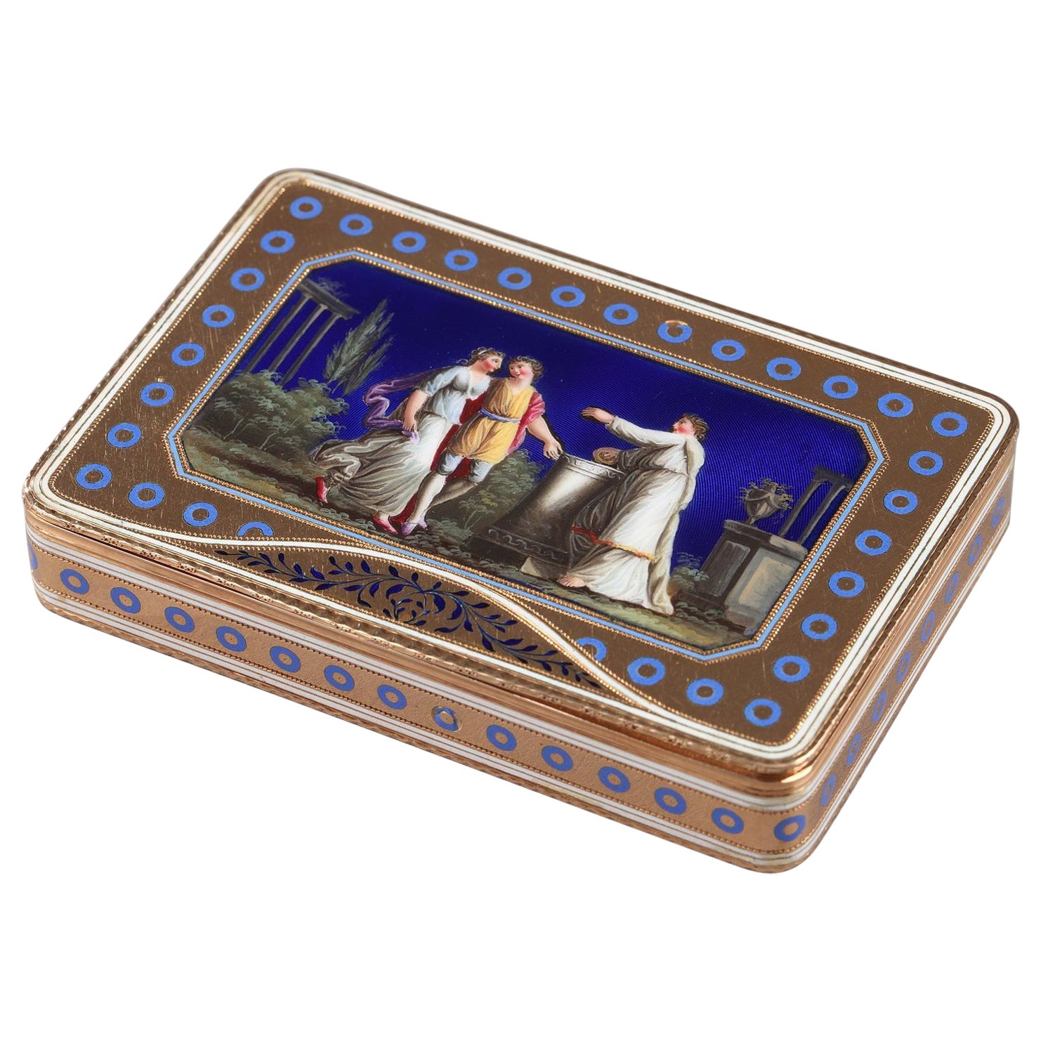 Enamelled gold Swiss box. Late 18th century.  For Sale