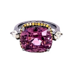 6.9 Carat GIA Certified No Heat Burmese Spinel and Diamond Gold Engagement Ring