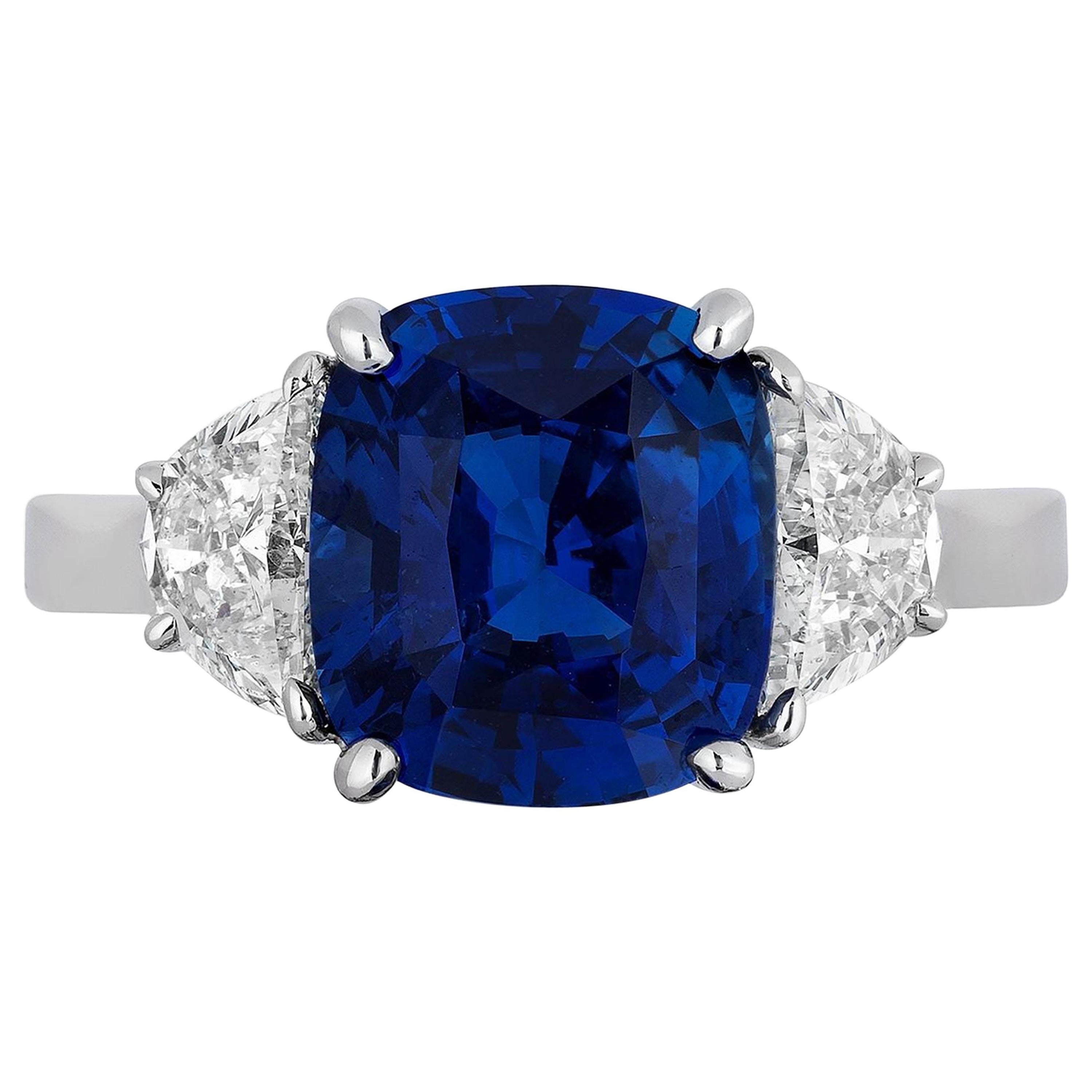 CDC Certified 4.01 Carat Sapphire Diamond Cocktail Ring For Sale