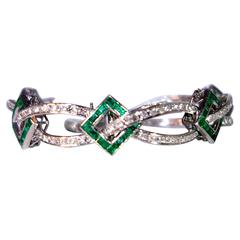 1950s emerald Diamond gold bracelet