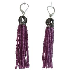 Marina J Garnet Diamond Silver Tassel Earrings 5