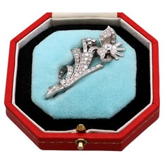 1930s Vintage Art Deco 3.67 Carat Diamond and Platinum Floral Brooch