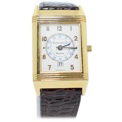 Jaeger Lecoultre Lady's Yellow Gold Reverso with Calendar Quartz Wristwatch