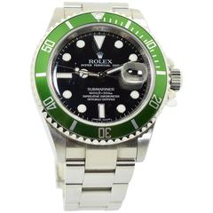 Rolex Stainless Steel Green Submariner Date Anniversary Automatic Wristwatch