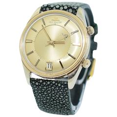 Le Coultre Yellow Gold Manual Wind Memovox Alarm Wristwatch