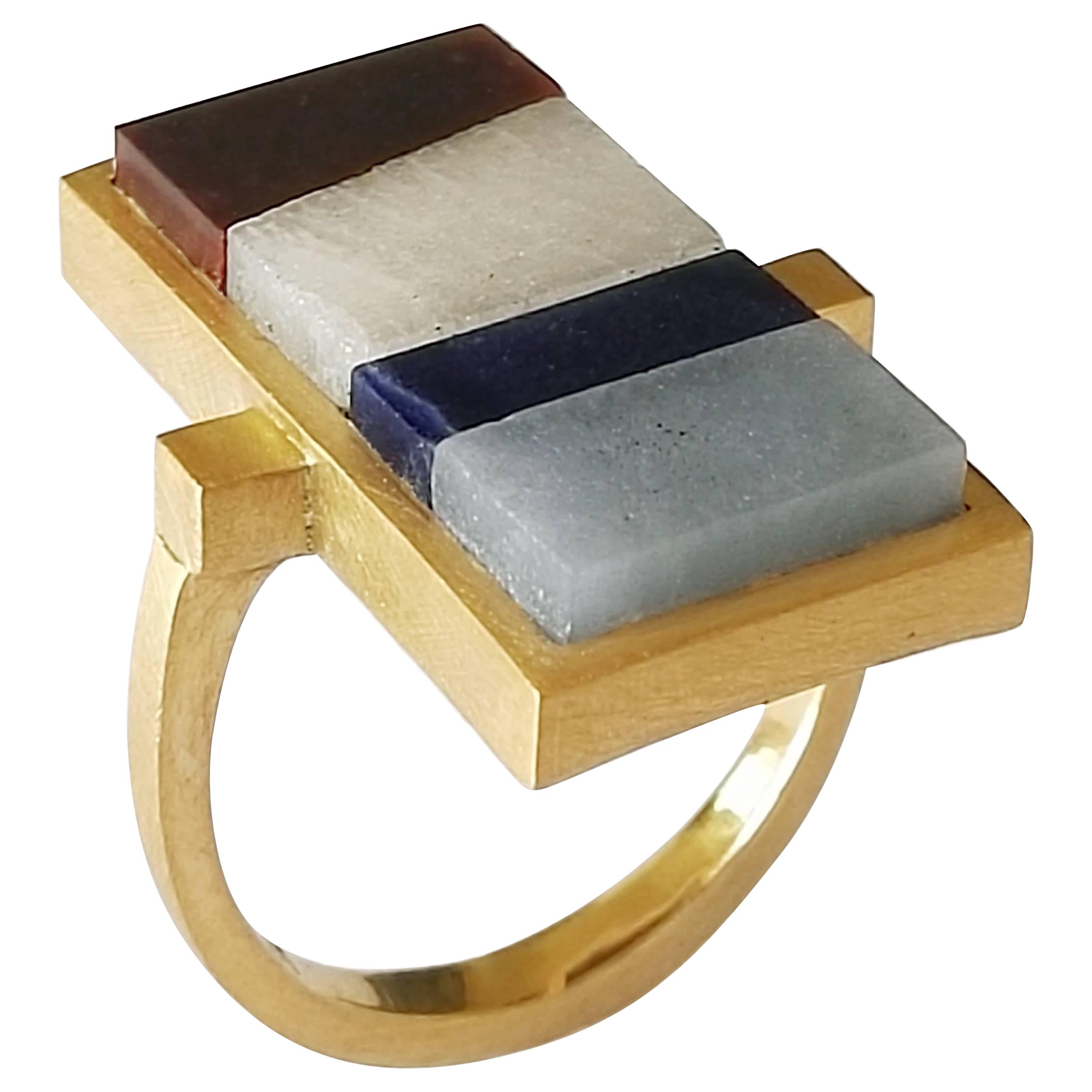 Dalben Semi Precious Stones Gold Ring For Sale