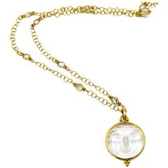 Temple St Clair Moon Face Pendant and Chain