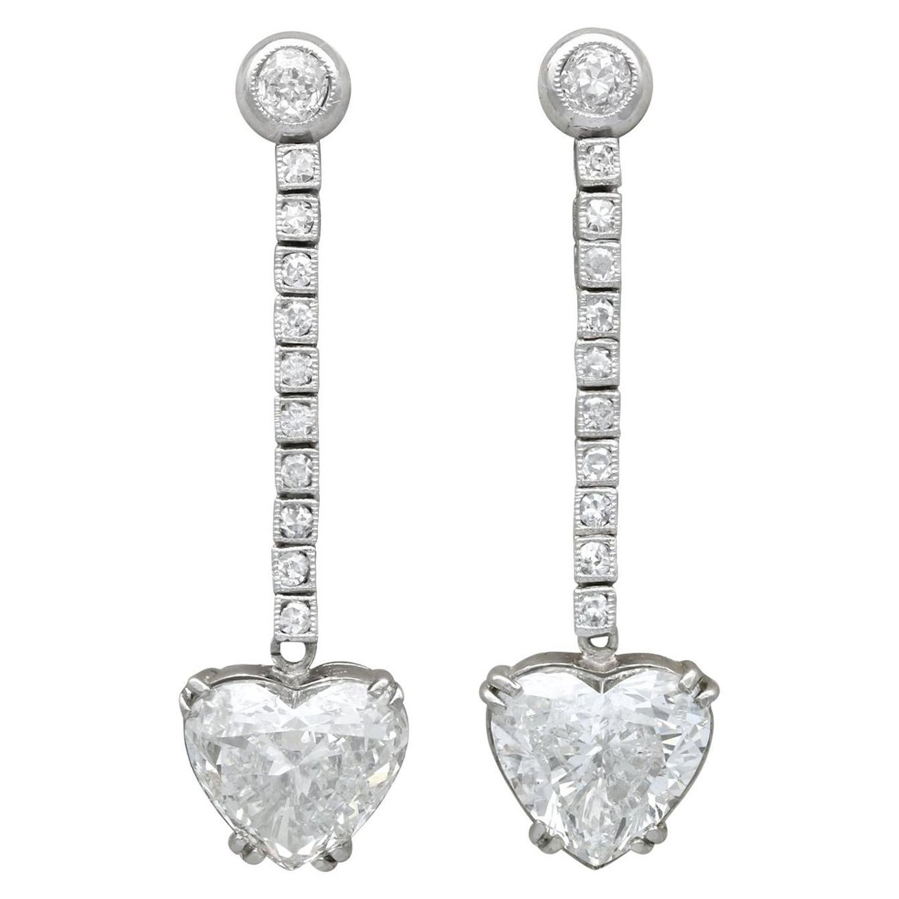 Boucles d'oreilles en platine et diamant de 5,35 carats