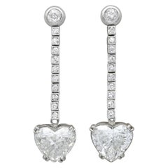 Vintage 5.35 Carat Diamond and Platinum Earrings