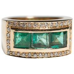 Jade Jagger Emerald and Diamond Rectangle Side Ring