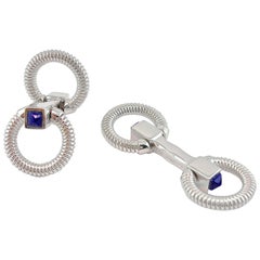 Jona Sterling Silver Double Ring Folding Cufflinks