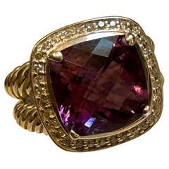 Nachlass DAVID YURMAN Sterlingsilber Amethyst-Ring mit  Diamanten Größe 7