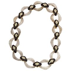 Boucheron Crystal Onyx Diamond Gold Link Necklace 2