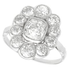 3.07 Carat Diamond and Platinum Cluster Ring