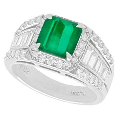 1.93 Carat Emerald and Diamond Platinum Cocktail Ring