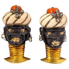 Cartier Art Deco Enamel Blackamoor Brooch set 2