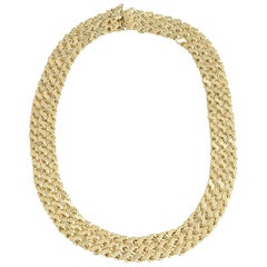 Mid Century Wide Triple Row Interwoven Gold S Link Kette Halskette