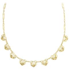 Arts and Crafts French Gold Heart Necklace 11