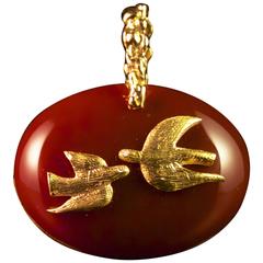 1963 Georges Braque Cornelian Gold Gaea Cupid and Psyche pendant 1