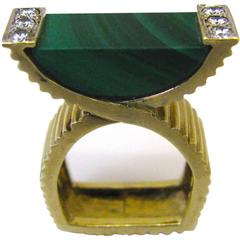La Triomphe Malachite and Diamond Ring c1970 1