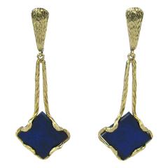 Lapis Lazuli Gold Custom Made Dangle Earrings 7