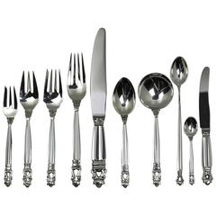 Georg Jensen Sterling Silver Ten-piece Flatware Service for Twelve in Acorn