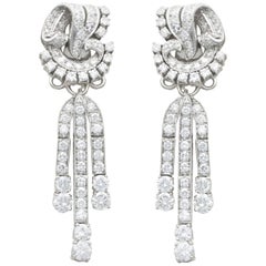 Vintage 6.70 Carat Diamond and Platinum Drop Earrings Art Deco