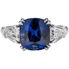 4.19 Carat Sapphire Diamond Platinum Engagement Ring