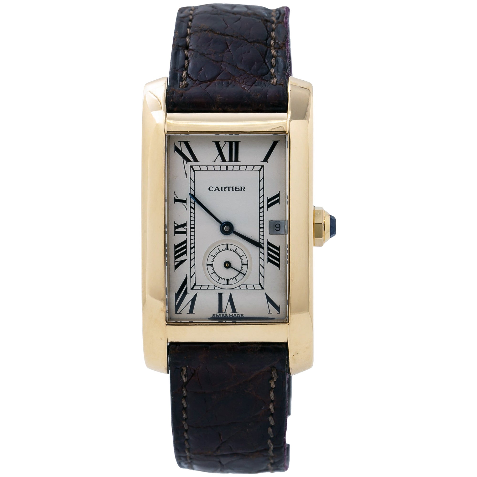 Cartier Tank Americaine 811905 Unisex Quartz 18 Karat Gold Watch Cream ...