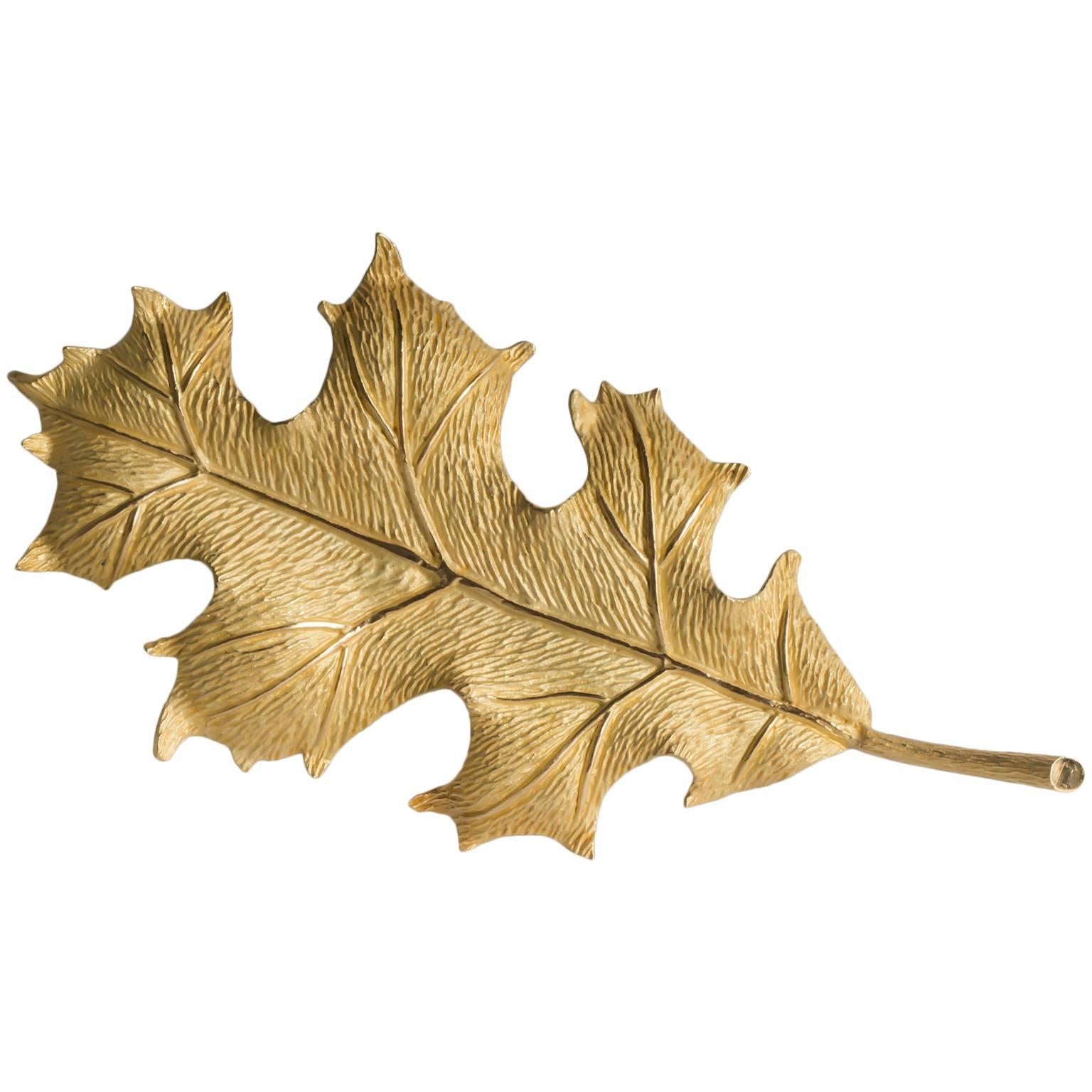 Tiffany & Co. Gold Oak Leaf Brooch  For Sale