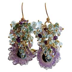 Amethyst Stalactite Cluster Earrings 