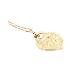 Tiffany & Co. Pendentif en forme de cœur en or jaune 18 carats et chaîne Tiffany