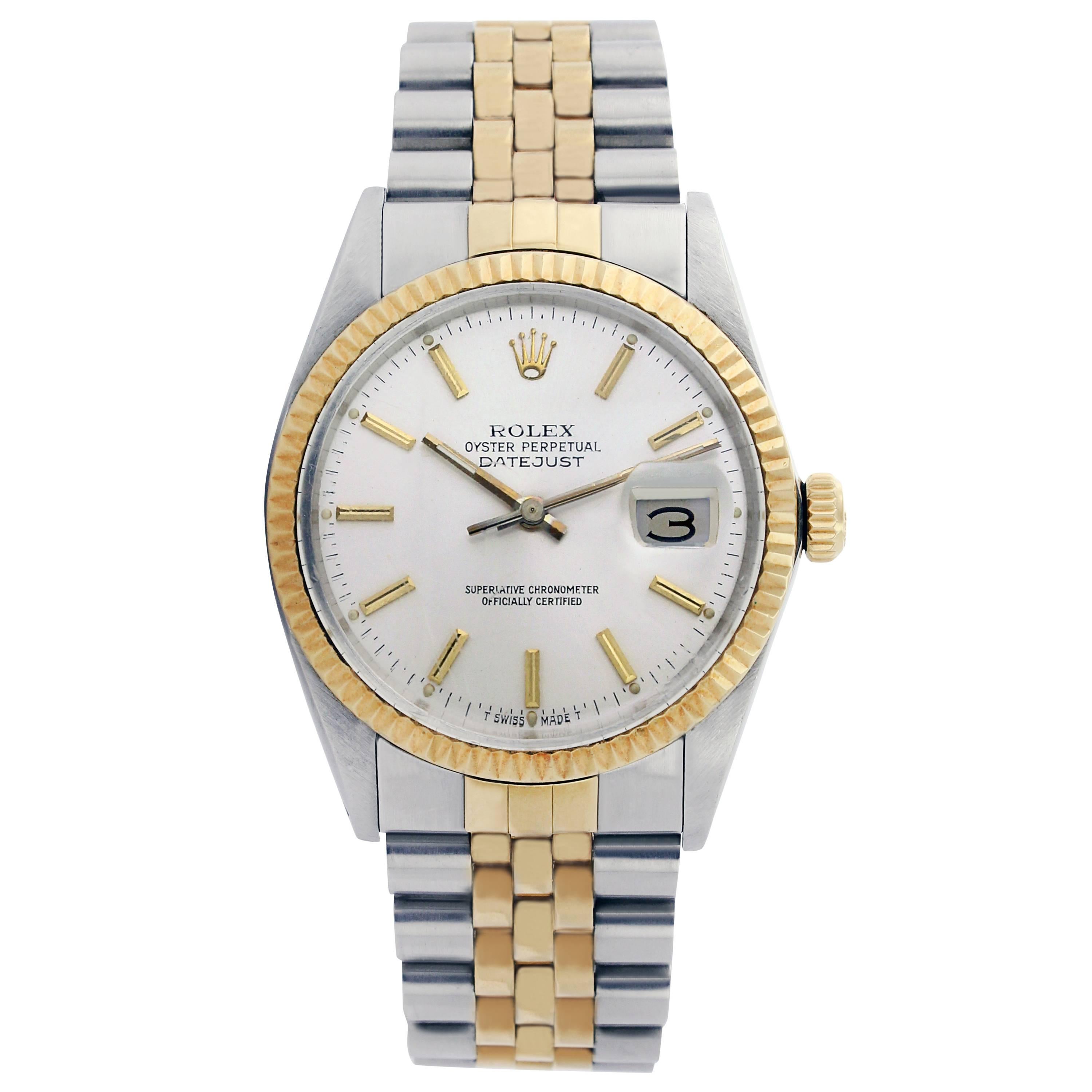 Rolex yellow gold Stainless Steel Datejust Automatic Wristwatch Ref 16013 For Sale