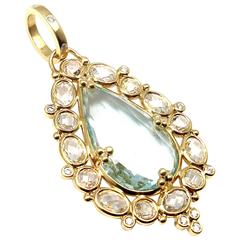 Temple St Clair White Sapphire Green Beryl Diamond Gold Pendant 3