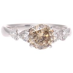 Light Champagne Colored Diamond Platinum Engagement Ring
