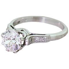 Art Deco 1.87 Carat Old European Cut Diamond Engagement Ring