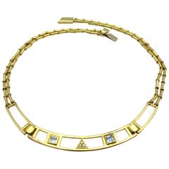 Manfredi Topaz Diamond Gold Geometric Necklace