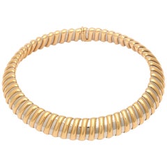 Bulgari Steel Gold Rigid Collar Necklace