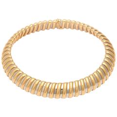 Bulgari Steel Gold Rigid Collar Necklace 12