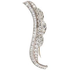 Beautiful Diamond Platinum Leaf Brooch 4