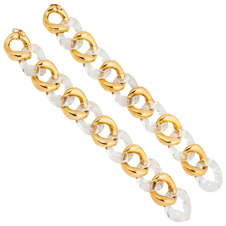 Seaman Schepps Crystal Gold Link Bracelets at 1stDibs