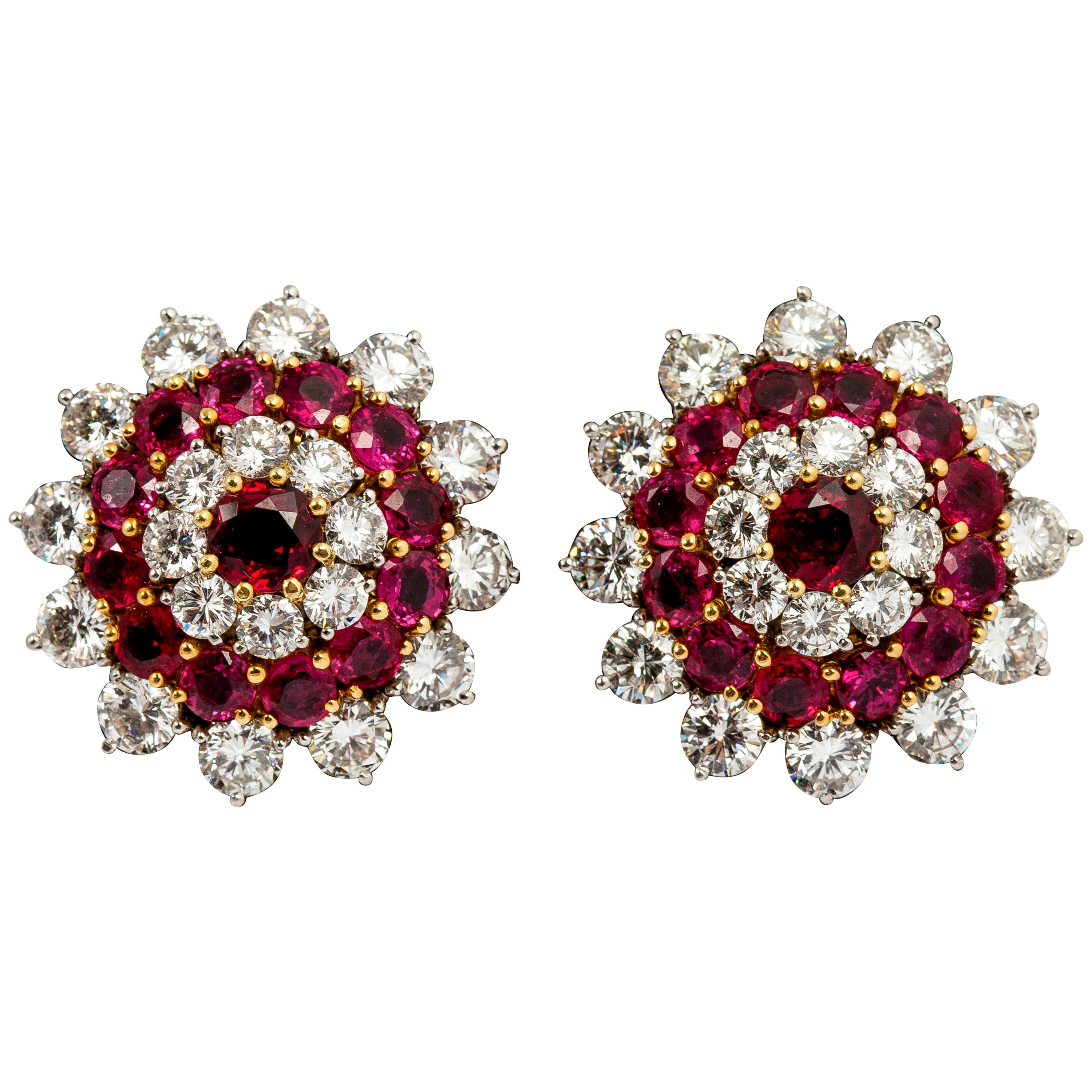 Beautiful Rubies and Diamonds Earrings