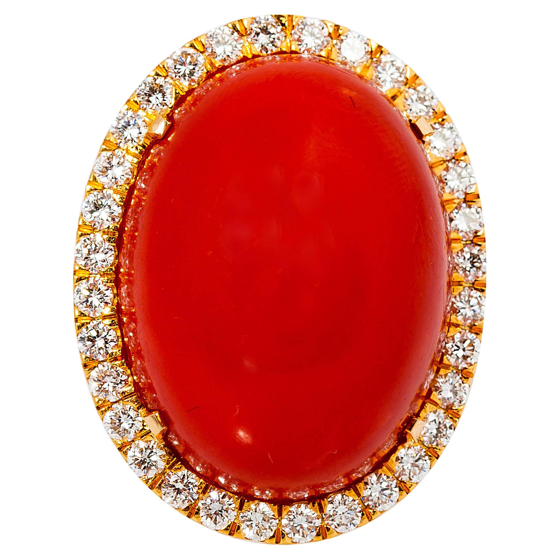 GIA certified coral diamond Gold ring