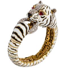 Frascorolo enamel ruby diamond gold Tiger bracelet 