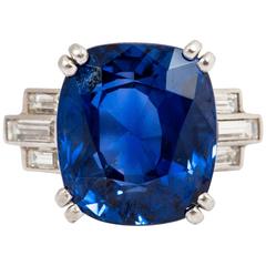 Gorgeous Art Deco Blue Sapphire diamond platinum Ring 7