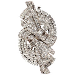 Beautiful Art Deco Diamond Platinum Double Clip Brooch