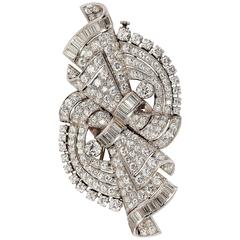 Beautiful Art Deco Diamond Platinum Double Clip Brooch 6