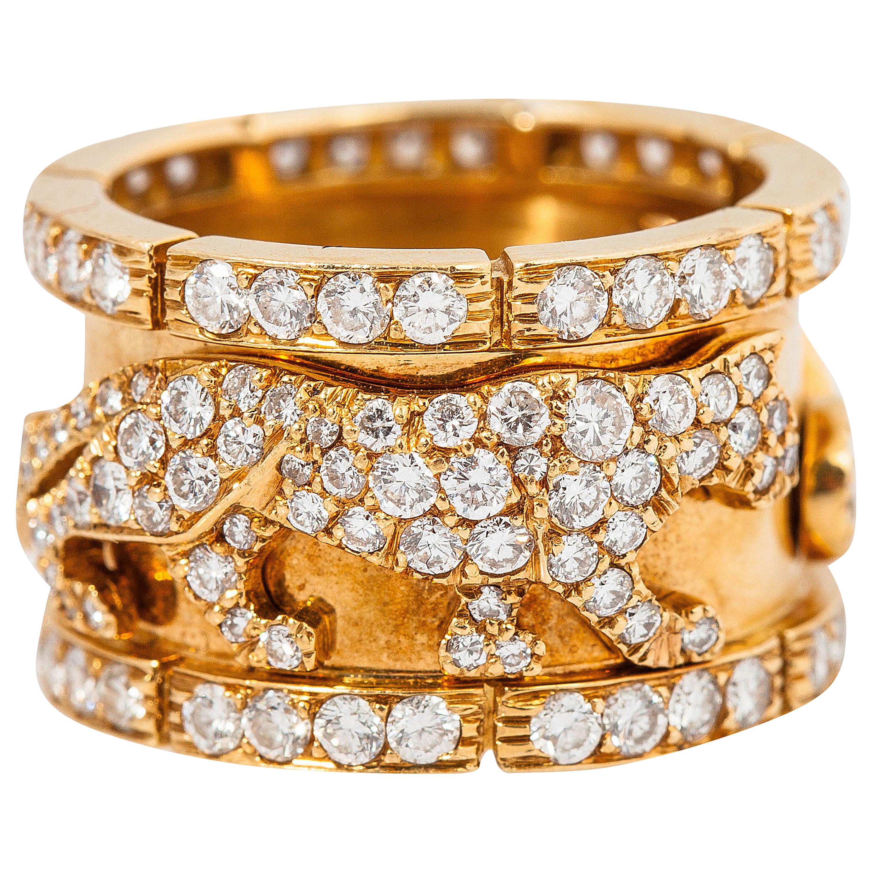 Cartier Diamond Gold Walking Panther Ring