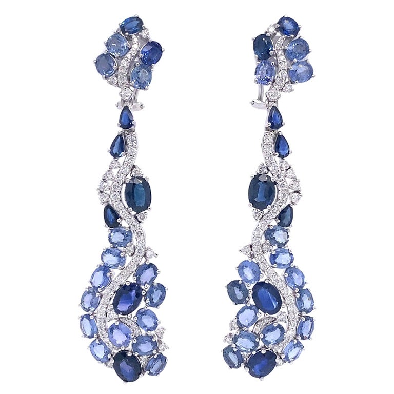Ruchi New York Slice Blue Sapphire and Diamond Drop Earrings For Sale ...